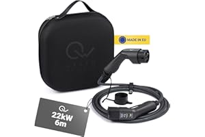 Green Wallbox - Câble Recharge Voiture Electrique de Type 2-6 mètres 22kW - Cable Voiture Electrique, Chargeur de Voiture Électrique Triphasé avec Étui Rigide, Chargeur EV Type 2