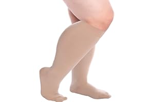 FITTOO Calcetines de Compresión 20-30 mmHg Piernas Anchas Calcetines Altos para Deportes Embarazo Trabajo en Oficina Viajes en Avión Hombres y Mujeres 1 Par