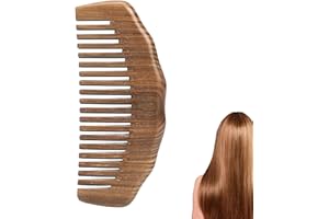 DEWFIGS ㅤ Drewniany grzebień z grzebienia porodowego, z naturalnego zielonego drzewa sandałowego, specjalnie do kręconych, falowanych włosów, szerokich ząbków i antystatycznych, ręcznie wykonany, idealny dla