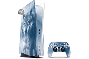 Skins4u Skin Design kompatibel mit Playstation 5 DIGITAL Edition Vinyl Aufkleber Sticker Folie Gaming Case PS5 Cover Konsole Controller Wolf Blue Eyes