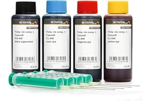 Octopus 4 x 100 ml Nachfülltinte, Druckertinte kompatibel für Canon PG-545 und CL-546 Druckerpatronen, Pixma MG 2455, 2400, 2450, 2500, 2550, 2555, 2950, 2900 MX 490, MX 495,IP 2850, IP 2800