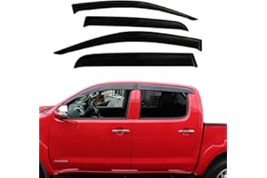 JHCHAN Deflectores de Viento Deflectores de Lluvia Negro Ahumado para Toyota Hilux Vigo 2005-2014, Hilux AN10 AN20 AN30 Doble Cabina deflectores de Ventana de Ajuste Externo
