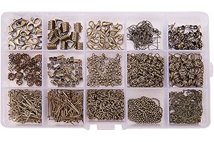 PH PandaHall Kit per Gioielli con anelli aperti pieghevoli Crimp Ends Perle Consigli nodo coperture nastro Ends Twist estensioni catena chiusura aragosta catene in ottone ganci orecchini argento