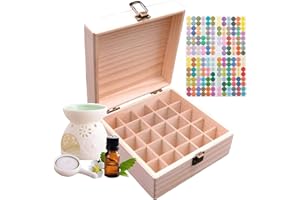 Gracelaza Boîte de Stockage Rangement en Bois pour Huile Essentielle Aromathérapie - Coffret en Bois pour 25 Bouteilles (5-15 ML) - Idéal Organisateur pour Voyage et Présentation #1