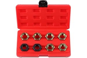 LEONTOOL 8 Pcs Axle Spindle Rethreading Tool Set Thread Chaser Set, Thread Restorer Tool, Thread Cleaner Tool, Helicoil Thread Repair Kit for Damaged Rusted Axle Screws, M20 M22 M24 & UNEF 13/16" 3/4"