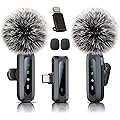 Microphone cravate sans fil pour iPhone et prise USB-C, mini micro sans fil avec réduction du bruit, écran LED et clip rotatif – Idéal pour Vlog, TikTok et création de contenu