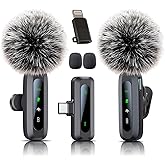 Micr&oacute;fono de Solapa Inal&aacute;mbrico para iPhone, iPad, Tel&eacute;fono Android, 2-Pack Mini Micr&oacute;fono con Reducci&oacute;n de Ruido,micr&oacute;fono d