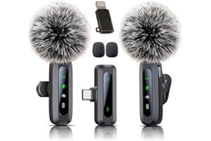 UEWPV Microphone wireless,Microphone for iPhone & USB-C Plug, mini mic Wireless mic with Noise Reduction,mini microphone LED Display -wireless microphones Ideal for Vlog, TikTok & Content Creation