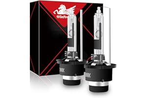 WinPower D2R Xenón HID Bombilla 35W Kit de recambio de lámpara 6000K Blanco Stents metálicos Base 12V Conversión de linterna de coche, 2 Bulbos