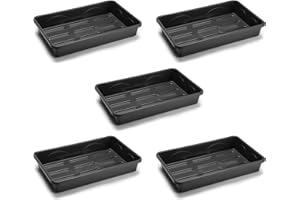 EarlyGrow MPL50041/A/S/5 Heavy Duty Medium Seed or Gravel Tray 38 x 24 x 6 Centimetres - Pack of 5 - Black