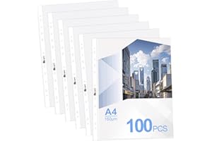 Agoer 100 Buste Trasparenti A4, Formato A4, Trasparenti, Grana 160 My, Per Conservare Carta, Foto, Documenti