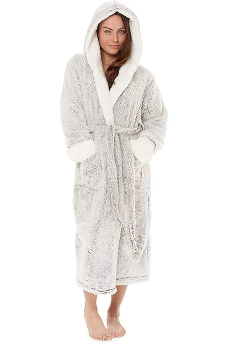 grey fluffy dressing gown womens