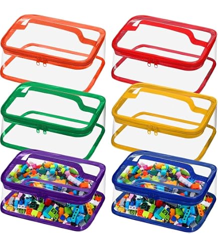 12 Transparente PVC-Spielzeugtaschen Mit Reißverschluss – Wasserdicht, 32x23 Cm, 6 Farben