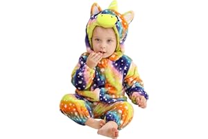 HAHASHOW BéBé d'hiver Grenouillères Combinaison, Unisexe Animal Barboteuses Manteau à Capuche, Enfants Flanelle Pyjama Jumpsuit pour Garçon et Fille 0-36 Mois