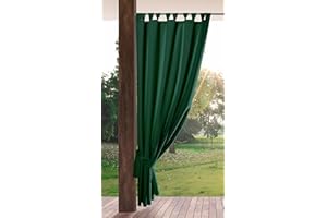 Eurofirany Garden Rideau Extérieur avec Onglet en Haut - 1 pc. Rideau Imperméable, Coupe-Vent, Fermeture Velcro, Rideau pour Pergola, Gazebo, Terrasse, Pavillon, 155x200 cm, Vert Foncé