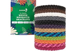 Tanness 12 Pack Mosquito Repellent Bracelet - Long-Lasting Insect & Mosquito Bands, DEET-Free Insect Repellent Bracelet for Kids & Adults, Travel & Holiday Essentials for Outdoor Protection