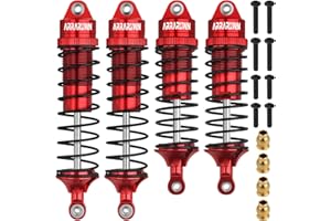 ARRAROWN Lot de 4 amortisseurs avant et arrière pour voiture télécommandée compatibles avec Traxxas Slash/Rustler/Stampede 4x4 4WD 1/10 (rouge)
