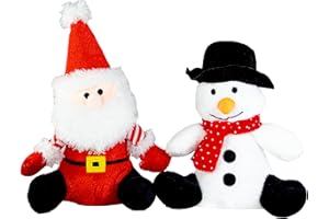 SCARLAROO.COM Scarlaroo Christmas Dog Toys - Sitting Santa & Snowman Christmas Buddies 2 Pack - Soft Fur & Squeaky Bellies - Christmas Dog Toy Presents for Small/Medium Dogs and Puppies
