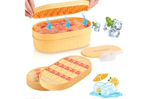 Homhut Cubiteras Para Hielo Con Tapa 72Pcs Cubitera Silicona sin Bpa Fácil Qquitar e Apilable Ice Cube Tray Tapas Antiderrames para Alimentos para Congelador/whisky/fruta(Amarillo)