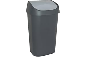 CURVER | Poubelle Mistral 50L couvercle swing 38,8x30,3x69 cm Anthracite / Gris