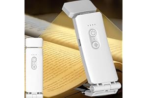 ChaneeHann LED Reading Light,3 Colours & 5 Brightness Dimmable Clip on Book Light for Reading at Night,USB Rechargeable Book Reading Light Lamp with Power Display for Kids&Booklover-White