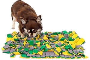 lionto Mata węchowa dla psów i kotów, Mata do szukania na redukcję stresu i poprawę koncentracji, 50x34 cm, Dywanik z polaru, można prać w pralce, antypoślizgowy spód, żółto-zielony