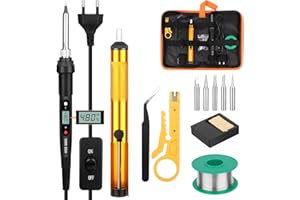 VFANDV Soldador de Estaño 80W Kit Profesional 13 en 1 Con Temperatura Ajustable 180℃-520℃ Para Reparación, DIY, Bombas de Soldadura