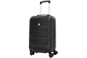 Aerolite Lightweight 55cm Hard Shell Cabin Suitcase 4 Wheel Carry On Hand Luggage Bag - Approved for easyJet, British Airways, Ryanair - Black