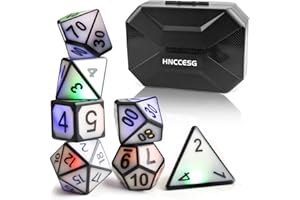 DND Würfel Set HNCCESG Leuchtende LED Würfel Spielwürfel D&D Würfel Polyedrische Würfelset für Dungeons and Dragons Pathfinder MTG RPG DND Dice Set W20 W12 W10 W8 W6 W4