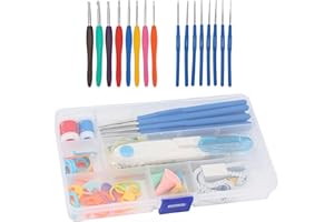 CUTITIUU Set de ganchillos 16 tamaños gancho ergonómico con mangos suaves para manos artríticas agujas de ganchillo con estuche kit de ganchillo para principiantes y amantes