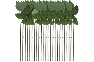 NCOALE Künstliche Rosen-Blätter, 25 Stück Künstliche Blätter Blumen Deko, Handwerk Blume Draht DIY Handgemachte Blumenanordnung Künstliche Stiele Rose Grüne Blätter Stiel Draht Blätter Deko