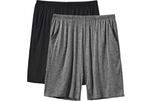 JINSHI Pantalones Cortos de Pijama para Hombre Verano Shorts de Modal con Bolsillos
