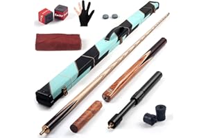 Kmise 3/4 Split Snooker Pool Cue, Handcraft, 4-Face Spliced Professional Snooker Pool Stick, 18 19 20oz Pool Sticks for Adults, with 2 Extension Cues, Complete Set for Bar House Billiard Table