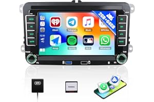 CAMECHO 2G+64G Android 13 Car Stereo for VW Polo Caddy Tiguan Transporter T5 Golf 5 6 Skoda Octavia Seat with Wireless Carplay Android Auto, 7" Touch Screen Bluetooth Car Radio with GPS WiFi FM USB