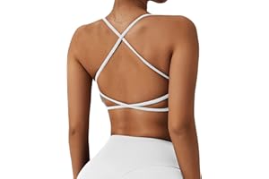 Vertvie Damen Sport BH Push Up Crossed Back Fitness Bustier Gepolstert Rückenfreier Sport BH Gym Tops Yoga Bra Stretch Spaghettiträger Bralette ohne Bügel