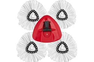 4 Pieces of Mop Replacement Heads Compatible with Vileda Spin Mop Replace Head EasyWring Spin Mop Heads Replacements - Includes 1 Rotating Mop Base,Triangle Shape