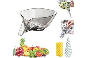 PNEDEODM Multi-Functional Drain Basket, Drainage Basket Funnel, Kitchen Sink Drain Basket, Multifunctional Vegetable and Fruit Washing Drain Basket, Kitchen Plastic Drainer Food Basket (Grigio-1pezzi)