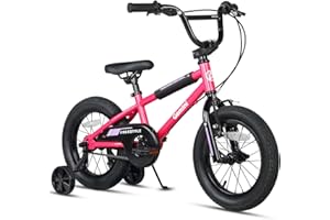 AVASTA 12 14 16 Inch Kids Bike BMX Style Bicycle with Stabilisers & Kickstand & Bell for 2-8 Years Old Boys Girls, Multiple Colors