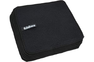 KinHwa Spültuch schwarz Spüllappen schwarz Waffeltuch Mikrofasertuch waschbar Spültücher für Küche Dicke Putzlappen Fusselfrei 20cmx20cm 6 Stück