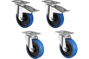 ‎HRB HRB Industrierollen 4 Stück, 100 mm durchmesser Transportrollen blue wheels, 450 Kg Gesamttragkraft der Schwerlastrollen