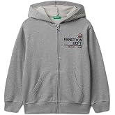 United Colors of Benetton Erkek &Ccedil;ocuk Pembe-Lila &Ouml;n&uuml; Logo Detaylı Fermuarlı Kap&uuml;şonlu Sweatshirt, 225A3J68C505C