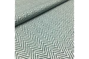 Kt KILOtela - Tela de loneta Estampada Digital - Half Panamá 100% algodón - Retal de 100 cm Largo x 140 cm Ancho | Zigzag - Verde, Blanco ─ 1 Metro