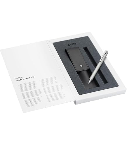 Lamy Econ Ballpoint Pen 240 Stainless Steel In Indigo Matt And Striking Curved Clip, Incl. Large Refill M 16 Black Line Width M