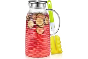 Glaskaraffe, Aofmee Wasserkaraffe 2.4 Liter, Glaskaraffe mit Deckel, Wasserkrug, Karaffe Glas mit Deckel, Wasserkaraffe Glas, Glaskanne, Tee Karaffe, Sangria Karaffe für hausgemachten Eistee und Saft