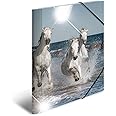 HERMA 19329 Sammelmappe A4 Tiere Pferde, Kinder Eckspanner-Mappe aus Kunststoff mit Hochglanz-Optik, Innendruck & Gummizug, s