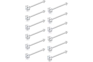 Sllaiss 12 szt. kolczyków do nosa, austriacki, kryształ, mały kolczyk do nosa dla kobiet i mężczyzn, stal nierdzewna 316, zestaw kolczyków do nosa, 1,5 mm, biżuteria do ciała, 12 szt, Stal nierdzewna,