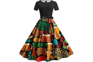 JOKELOMPLE Costumes Deguisement Oktoberfest - Robe Dirndl pour Femme Midi Oktoberfest Robe Cocktai Robe Courte Fête de La Bière Tenue Bavaroise Femme Festival ÉLégante Robe Dirndl 3 pièces Robe Dirndl