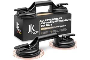 JK Trade® Set di 2 sollevatori a ventosa con maniglia, sollevatore sottovuoto antiscivolo con manico di supporto fino a 120 kg, strumento di sollevamento a ventosa come aiuto per il trasporto di