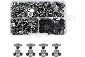 JINTANG 100pcs M5x4 remaches de tornillo,remaches para cuero,Tornillo Chicago Remache,Se utiliza para la artesanía de cuero DIY bolsa de ropa, zapatos, libros, y la decoración (negro brillante)