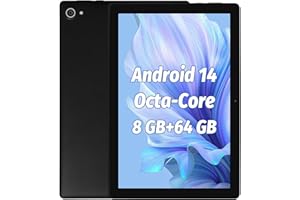 BYXSB Tablet Android 14 Tablet da 10 pollici, 8 GB RAM 64 GB ROM 1 TB espandibile, processore Octa-Core, touch screen IPS HD 1280x800, WiFi 6, doppia fotocamera, BT5.3, 5000 mAh, Widevine L1 (Nero)